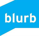 Logo with blue background that says blurb in white